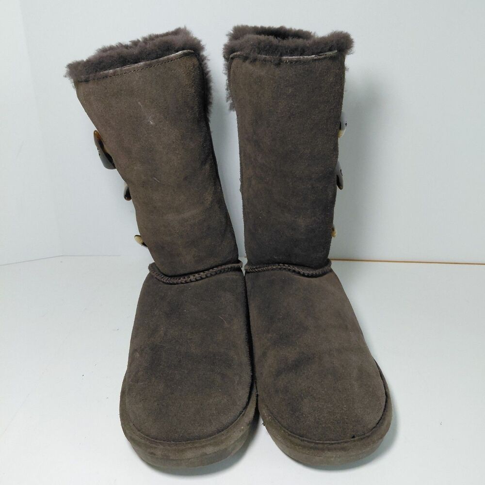 Bearpaw Suede & Sheepskin Boots Womens Size 9 Chocolate Brown - Picture 2 of 8